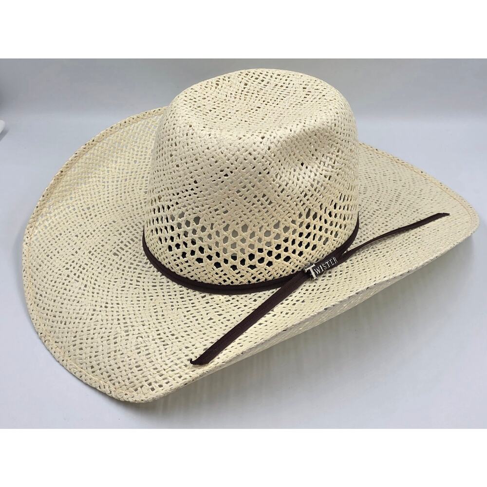 Twister Twisted Weave Western Straw Hat Medium Vent Cowboy Durable Natural Ivory